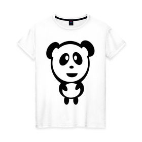 Женская футболка хлопок с принтом Милая панда в Курске, 100% хлопок | прямой крой, круглый вырез горловины, длина до линии бедер, слегка спущенное плечо | panda | животное | зверушка | зверь | медведь | медвежонок | мишка | мишутка