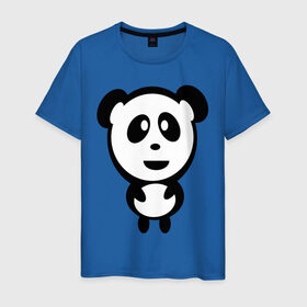 Мужская футболка хлопок с принтом Милая панда в Курске, 100% хлопок | прямой крой, круглый вырез горловины, длина до линии бедер, слегка спущенное плечо. | panda | животное | зверушка | зверь | медведь | медвежонок | мишка | мишутка