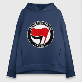 Женское худи Oversize хлопок с принтом Antifa (1) в Курске, френч-терри — 70% хлопок, 30% полиэстер. Мягкий теплый начес внутри —100% хлопок | боковые карманы, эластичные манжеты и нижняя кромка, капюшон на магнитной кнопке | antifa | антифа | антифашизм | антифашистское движение | знак антифа | против фашизма | фашизм