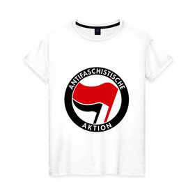 Женская футболка хлопок с принтом Antifa (1) в Курске, 100% хлопок | прямой крой, круглый вырез горловины, длина до линии бедер, слегка спущенное плечо | antifa | антифа | антифашизм | антифашистское движение | знак антифа | против фашизма | фашизм