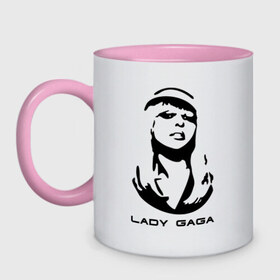 Кружка двухцветная с принтом Gaga в Курске, керамика | объем — 330 мл, диаметр — 80 мм. Цветная ручка и кайма сверху, в некоторых цветах — вся внутренняя часть | lady gaga | гага | леди gaga | леди гага | лицо леди gaga | лицо леди гага | образ леди гага