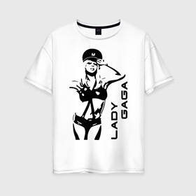 Женская футболка хлопок Oversize с принтом Lady Gaga (1) в Курске, 100% хлопок | свободный крой, круглый ворот, спущенный рукав, длина до линии бедер
 | Тематика изображения на принте: lady gaga | гага | леди gaga | леди гага | лицо леди gaga | лицо леди гага | образ леди гага