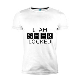 Мужская футболка премиум с принтом I AM SHERLOCKED в Курске, 92% хлопок, 8% лайкра | приталенный силуэт, круглый вырез ворота, длина до линии бедра, короткий рукав | holmes | sherlock | watson | ватсон