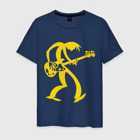 Мужская футболка хлопок с принтом Басист в Курске, 100% хлопок | прямой крой, круглый вырез горловины, длина до линии бедер, слегка спущенное плечо. | гитара