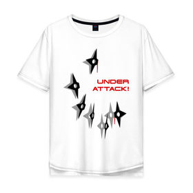 Мужская футболка хлопок Oversize с принтом Under attack(1) в Курске, 100% хлопок | свободный крой, круглый ворот, “спинка” длиннее передней части | 
