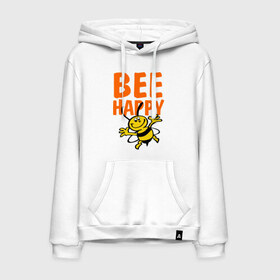 Мужская толстовка хлопок с принтом BeeHappy в Курске, френч-терри, мягкий теплый начес внутри (100% хлопок) | карман-кенгуру, эластичные манжеты и нижняя кромка, капюшон с подкладом и шнурком | Тематика изображения на принте: веселая | насекомое | настроение | позитив | пчела | пчелка | счастливый | счастье | эмоции
