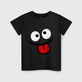 Детская футболка хлопок с принтом Смаил с языком в Курске, 100% хлопок | круглый вырез горловины, полуприлегающий силуэт, длина до линии бедер | smile | высунутый язык | позитив | смайл | смайлик | смайлик с языком | улыбка | язык