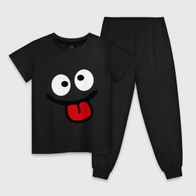 Детская пижама хлопок с принтом Смаил с языком в Курске, 100% хлопок |  брюки и футболка прямого кроя, без карманов, на брюках мягкая резинка на поясе и по низу штанин
 | smile | высунутый язык | позитив | смайл | смайлик | смайлик с языком | улыбка | язык