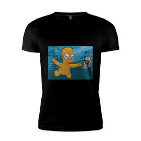 Мужская футболка премиум с принтом Nevermind (Simpsons) в Курске, 92% хлопок, 8% лайкра | приталенный силуэт, круглый вырез ворота, длина до линии бедра, короткий рукав | nevermind | nevermind simpsons | nirvana | nirvana nevermind | rock | simpsons | нирвана | нирвана nevermind | нирвана симпсонс | ребенок | рок | символика nirvana | символика нирвана | симпсонс