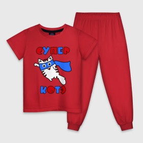 Детская пижама хлопок с принтом Супер Котэ в Курске, 100% хлопок |  брюки и футболка прямого кроя, без карманов, на брюках мягкая резинка на поясе и по низу штанин
 | Тематика изображения на принте: 