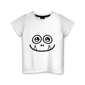 Детская футболка хлопок с принтом Добрый монстрик в Курске, 100% хлопок | круглый вырез горловины, полуприлегающий силуэт, длина до линии бедер | глазастый | зубастик | зубы | монстр | рожица | чудик | чудовище
