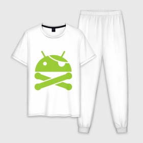 Мужская пижама хлопок с принтом Android super user в Курске, 100% хлопок | брюки и футболка прямого кроя, без карманов, на брюках мягкая резинка на поясе и по низу штанин
 | пират
