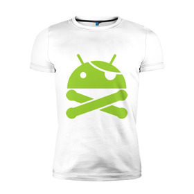 Мужская футболка премиум с принтом Android super user в Курске, 92% хлопок, 8% лайкра | приталенный силуэт, круглый вырез ворота, длина до линии бедра, короткий рукав | пират