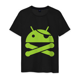 Мужская футболка хлопок с принтом Android super user в Курске, 100% хлопок | прямой крой, круглый вырез горловины, длина до линии бедер, слегка спущенное плечо. | пират