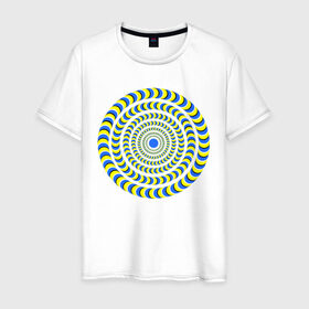 Мужская футболка хлопок с принтом Психоделика полноцвет в Курске, 100% хлопок | прямой крой, круглый вырез горловины, длина до линии бедер, слегка спущенное плечо. | гипноз | гипнотические | круг | оптическая иллюзия