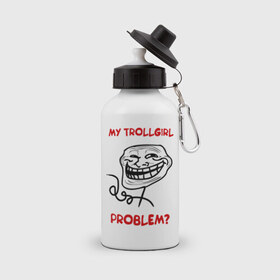 Бутылка спортивная с принтом Trollcouple (мужская) в Курске, металл | емкость — 500 мл, в комплекте две пластиковые крышки и карабин для крепления | face | my trollgirl | problem | troll | trollface | trollgirl | интернет  приколы | мем | мемы | мемы интернета | тролфейс | троль | трольгерл