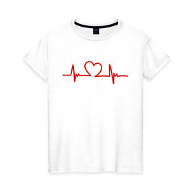 Женская футболка хлопок с принтом В ритме сердца в Курске, 100% хлопок | прямой крой, круглый вырез горловины, длина до линии бедер, слегка спущенное плечо | биение сердца | ритм сердца | сердечко | сердце