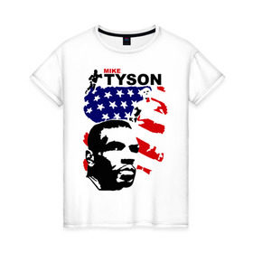 Женская футболка хлопок с принтом боксер Mike Tyson в Курске, 100% хлопок | прямой крой, круглый вырез горловины, длина до линии бедер, слегка спущенное плечо | boxing