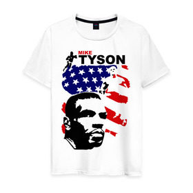 Мужская футболка хлопок с принтом боксер Mike Tyson в Курске, 100% хлопок | прямой крой, круглый вырез горловины, длина до линии бедер, слегка спущенное плечо. | boxing