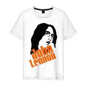 Мужская футболка хлопок с принтом Джон Леннон (John Lennon) в Курске, 100% хлопок | прямой крой, круглый вырез горловины, длина до линии бедер, слегка спущенное плечо. | beatles | john lennon | the beatles | битлз | битлы | джон леннон | джон ленон | леннон | ленон | портрет