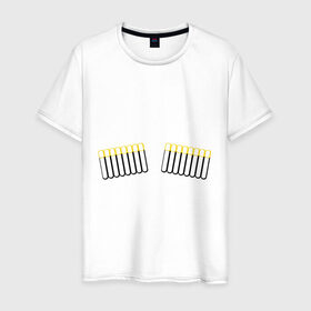 Мужская футболка хлопок с принтом Газырь патронташ в Курске, 100% хлопок | прямой крой, круглый вырез горловины, длина до линии бедер, слегка спущенное плечо. | оружие | патронташ | патроны | снаряжение