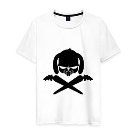 Мужская футболка хлопок с принтом Hardcore-заяц в Курске, 100% хлопок | прямой крой, круглый вырез горловины, длина до линии бедер, слегка спущенное плечо. | 
