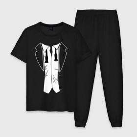 Мужская пижама хлопок с принтом Костюм с развязанной бабочкой в Курске, 100% хлопок | брюки и футболка прямого кроя, без карманов, на брюках мягкая резинка на поясе и по низу штанин
 | бабочка | смокинг