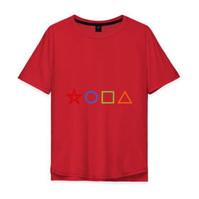 Мужская футболка хлопок Oversize с принтом Жопа геометрическая в Курске, 100% хлопок | свободный крой, круглый ворот, “спинка” длиннее передней части | геометрия | звезда | квадрат | круг | треугольник | фигуры | черчение