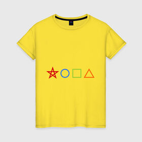 Женская футболка хлопок с принтом Жопа геометрическая в Курске, 100% хлопок | прямой крой, круглый вырез горловины, длина до линии бедер, слегка спущенное плечо | геометрия | звезда | квадрат | круг | треугольник | фигуры | черчение