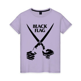 Женская футболка хлопок с принтом Black Flag (1) в Курске, 100% хлопок | прямой крой, круглый вырез горловины, длина до линии бедер, слегка спущенное плечо | hard | hardcor | hardcore | hardstyle | rock | ножницы | рок | руки | хард | хард рок