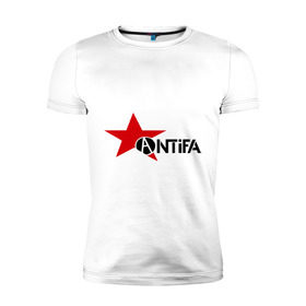 Мужская футболка премиум с принтом Antifa (4) в Курске, 92% хлопок, 8% лайкра | приталенный силуэт, круглый вырез ворота, длина до линии бедра, короткий рукав | антифа | антифашизм | звезда | организация | политическая