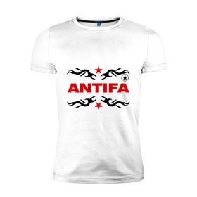 Мужская футболка премиум с принтом Antifa (5) в Курске, 92% хлопок, 8% лайкра | приталенный силуэт, круглый вырез ворота, длина до линии бедра, короткий рукав | антифа | антифашизм | звезда | организация | политическая