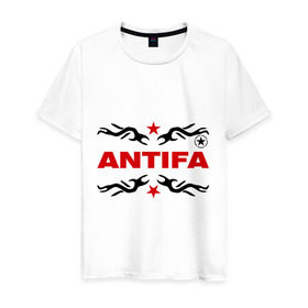 Мужская футболка хлопок с принтом Antifa (5) в Курске, 100% хлопок | прямой крой, круглый вырез горловины, длина до линии бедер, слегка спущенное плечо. | антифа | антифашизм | звезда | организация | политическая