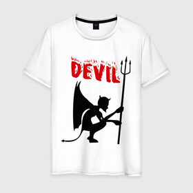 Мужская футболка хлопок с принтом Devil (3) в Курске, 100% хлопок | прямой крой, круглый вырез горловины, длина до линии бедер, слегка спущенное плечо. | бесенок | демон | дьявол | дьяволенок | монстрик | чертик