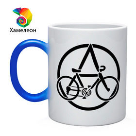 Кружка хамелеон с принтом Anarchy Bike в Курске, керамика | меняет цвет при нагревании, емкость 330 мл | anarchy | bike | анархизм | анархия | байк | велик | велосипед | велосипед анархия