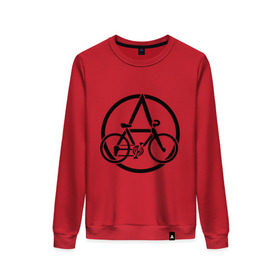 Женский свитшот хлопок с принтом Anarchy Bike в Курске, 100% хлопок | прямой крой, круглый вырез, на манжетах и по низу широкая трикотажная резинка  | Тематика изображения на принте: anarchy | bike | анархизм | анархия | байк | велик | велосипед | велосипед анархия