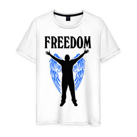 Мужская футболка хлопок с принтом Freedom (свобода) в Курске, 100% хлопок | прямой крой, круглый вырез горловины, длина до линии бедер, слегка спущенное плечо. | 