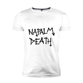 Мужская футболка премиум с принтом Napalm death лого в Курске, 92% хлопок, 8% лайкра | приталенный силуэт, круглый вырез ворота, длина до линии бедра, короткий рукав | death metal