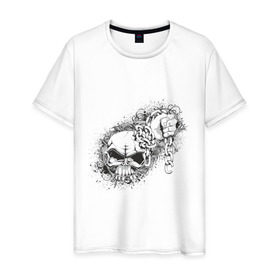 Мужская футболка хлопок с принтом Skull Chain в Курске, 100% хлопок | прямой крой, круглый вырез горловины, длина до линии бедер, слегка спущенное плечо. | скелет