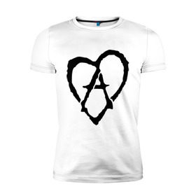 Мужская футболка премиум с принтом Анархия в сердце в Курске, 92% хлопок, 8% лайкра | приталенный силуэт, круглый вырез ворота, длина до линии бедра, короткий рукав | анархизм | анархия | музыка | сердце