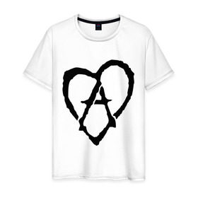 Мужская футболка хлопок с принтом Анархия в сердце в Курске, 100% хлопок | прямой крой, круглый вырез горловины, длина до линии бедер, слегка спущенное плечо. | анархизм | анархия | музыка | сердце