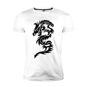 Мужская футболка премиум с принтом тату-дракон9 в Курске, 92% хлопок, 8% лайкра | приталенный силуэт, круглый вырез ворота, длина до линии бедра, короткий рукав | 