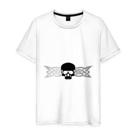 Мужская футболка хлопок с принтом Кельтский череп в Курске, 100% хлопок | прямой крой, круглый вырез горловины, длина до линии бедер, слегка спущенное плечо. | 