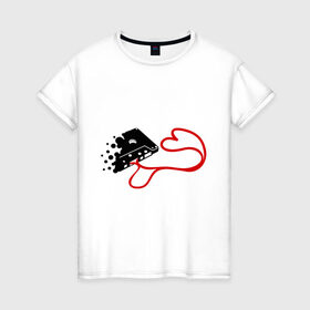 Женская футболка хлопок с принтом Кассета любви в Курске, 100% хлопок | прямой крой, круглый вырез горловины, длина до линии бедер, слегка спущенное плечо | 