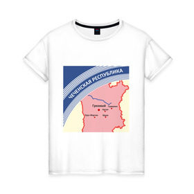Женская футболка хлопок с принтом Чеченская республика беломор в Курске, 100% хлопок | прямой крой, круглый вырез горловины, длина до линии бедер, слегка спущенное плечо | беломор | города | грозный | пачка беломор | чечня