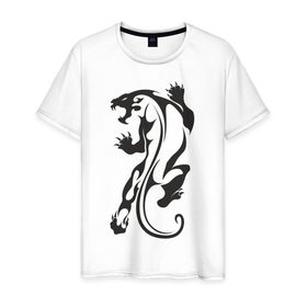 Мужская футболка хлопок с принтом Пантера узор в Курске, 100% хлопок | прямой крой, круглый вырез горловины, длина до линии бедер, слегка спущенное плечо. | животное | зверь | клыки | когти | кошачье | кошка | хищник | хищное животное
