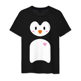 Мужская футболка хлопок с принтом Привет от пингвина в Курске, 100% хлопок | прямой крой, круглый вырез горловины, длина до линии бедер, слегка спущенное плечо. | пингвин