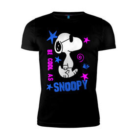 Мужская футболка премиум с принтом Be cool as Snoopy в Курске, 92% хлопок, 8% лайкра | приталенный силуэт, круглый вырез ворота, длина до линии бедра, короткий рукав | Тематика изображения на принте: snoopy | будь крутым как снупи | мультик | мультики | мультфильмы | снупи | собачка снупи
