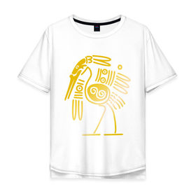 Мужская футболка хлопок Oversize с принтом золотая птица в Курске, 100% хлопок | свободный крой, круглый ворот, “спинка” длиннее передней части | египет | египетский | трайбл | узор | этнический | этно | этнос