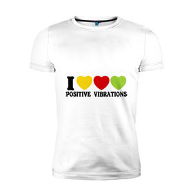 Мужская футболка премиум с принтом I Love Positive Vibrations в Курске, 92% хлопок, 8% лайкра | приталенный силуэт, круглый вырез ворота, длина до линии бедра, короткий рукав | 